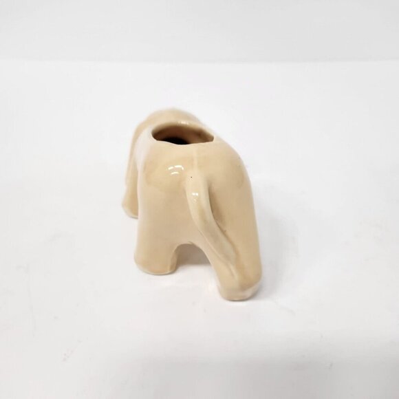 Vintage USA Pottery Ceramic Hound Dog Flower Pot Planter Pastel Cream Decor MCM - Picture 6 of 9